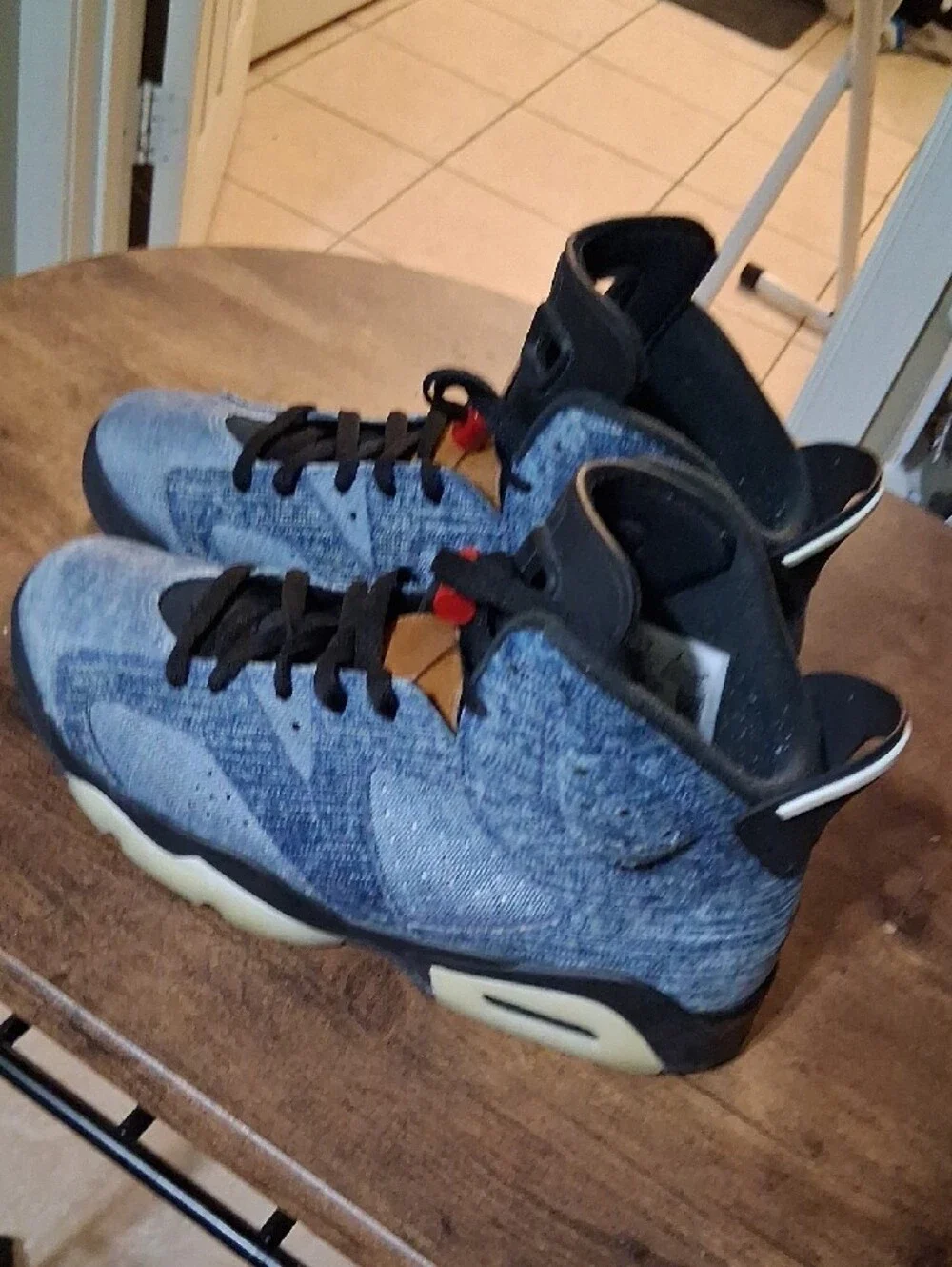 Jordan Men's Denim-Look Blue and Black Athletic Shoes